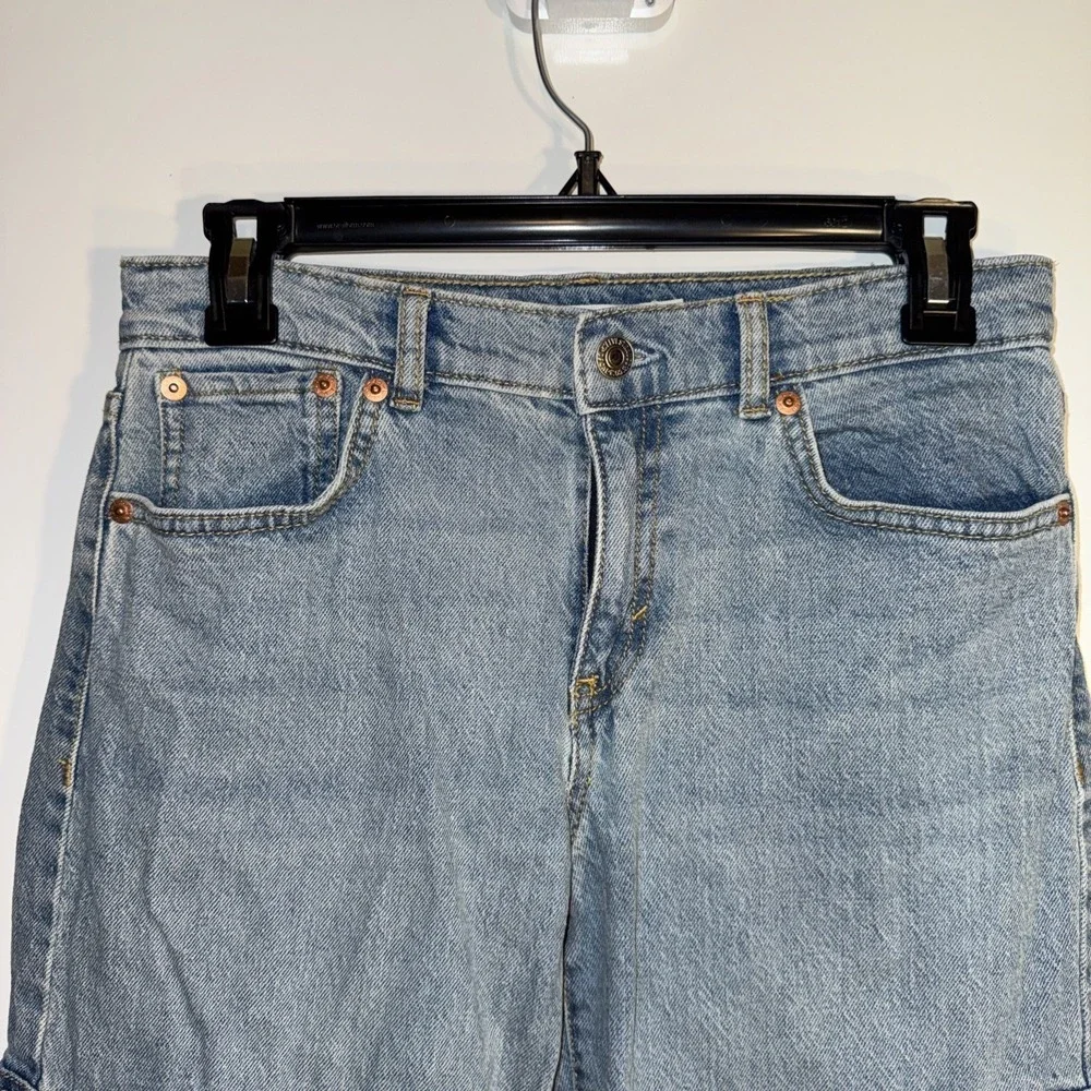 VTG Levi's Wide Leg Baggy Cargo‎ Jeans Elastic Stretch Adjustable Waist SIZE 14
